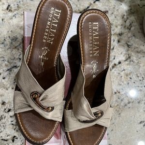 Italian Shomakers stacked sandals size 8 never worn